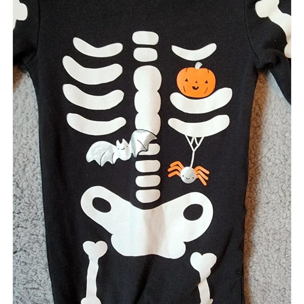 Carter's Baby Halloween‎ Black Skeleton Bones One Piece Costume Baby Size 6M